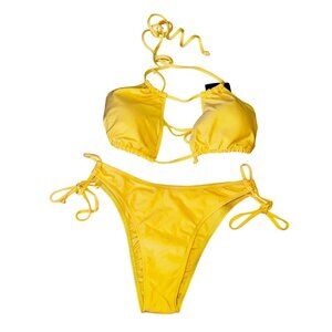 Fashion Nova Yellow See You Next Summer Bikini XL Sexy Beach Pool Swimsuit Y2K